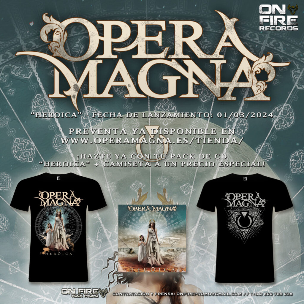 Anuncio preventa de HEROICA con la portada del álbum y los dos modelos de camisetas que se incluyen en el pack preventa.